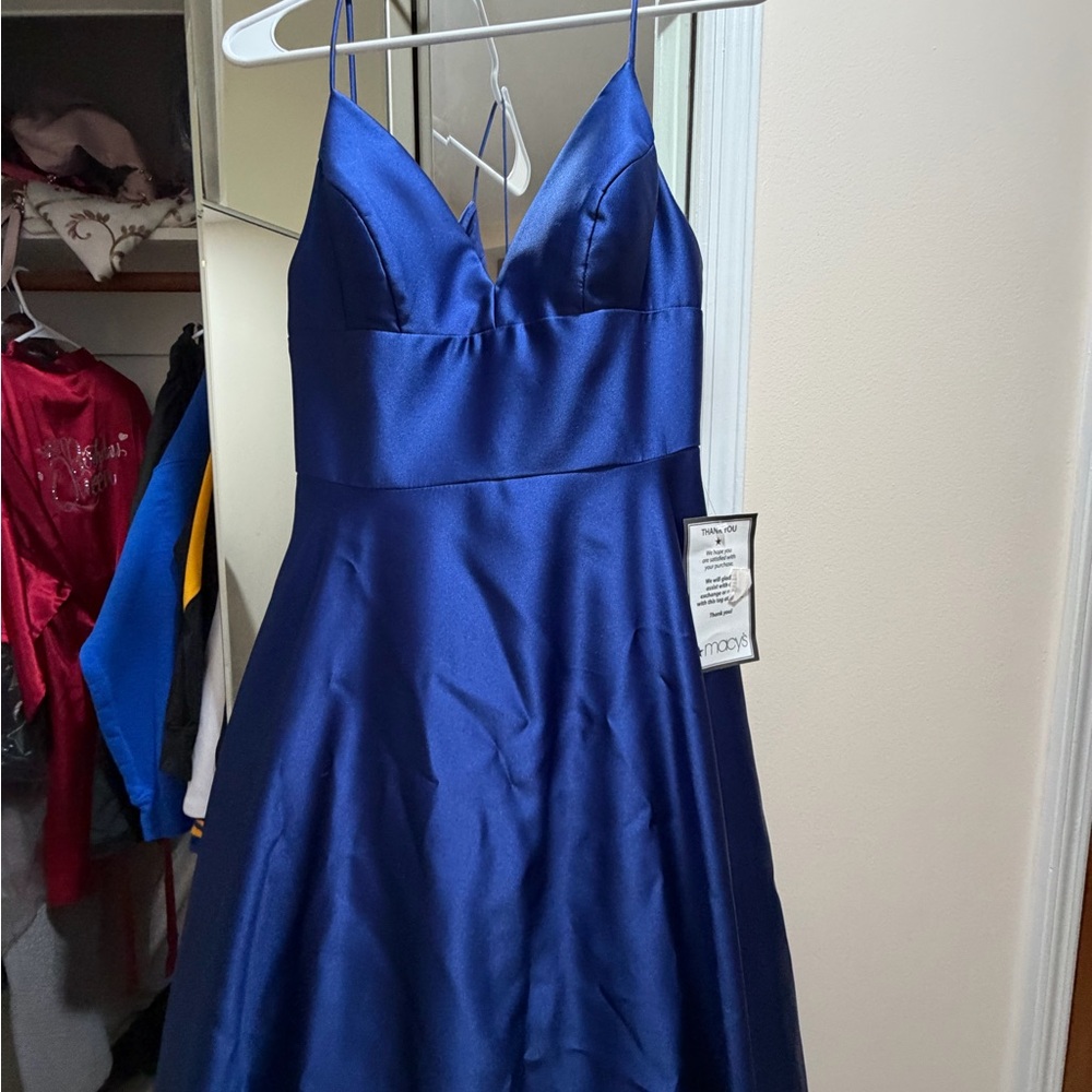 Elegant Blue Satin Dress
